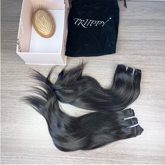 Triippy Raw Natural Black Remy Human Hair 14 Inch Sew In Hair Extension Bundle - Picture 3 of 10